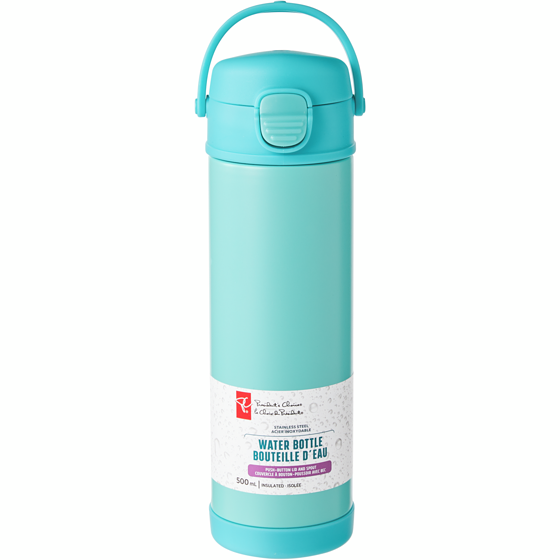 President's Choice Stainless Steel Push-Button Lid Water Bottle - Teal 1 ea, $20.00/1ea