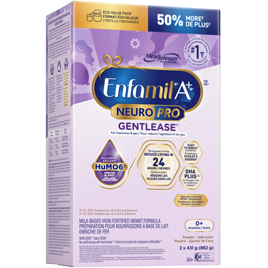 Enfamil Formule pour bébé A+ NeuroPro Gentlease , remplir 862 g, 7,60 $/100g 3,45 $/1lb