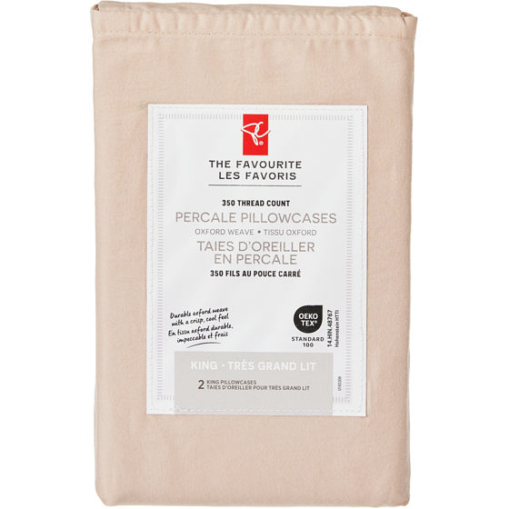 President's Choice King Percale Pillowcases 2 Piece Set 1 ea, $15.00/1ea