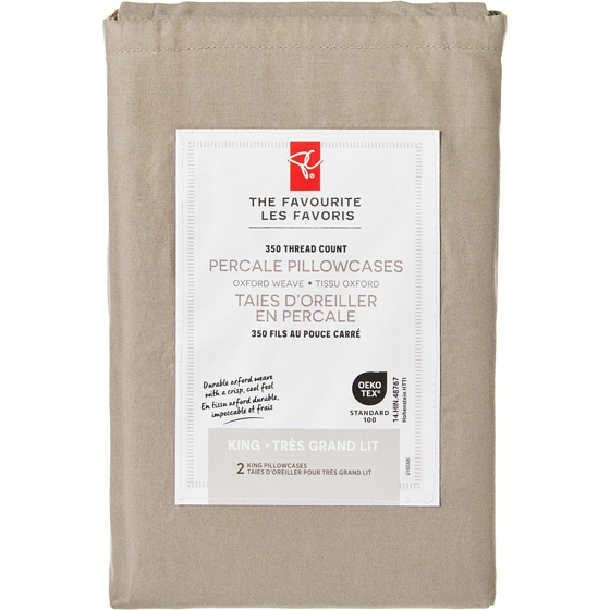 President's Choice King Percale Pillowcases 2 Piece Set 1 ea, $15.00/1ea