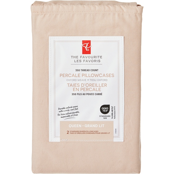 le Choix du Président Ensemble de taies d’oreiller 2 pièces en percale pour grand lit 1 ea, 12,00 $/1ch