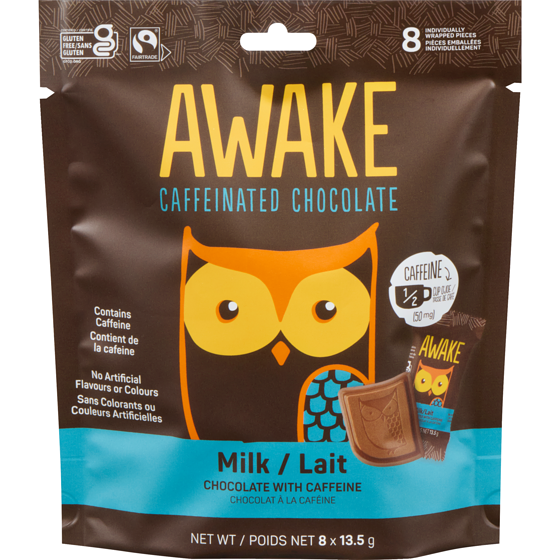 Awake Chocolat à la caféine lait 108 g, 6,94 $/100g