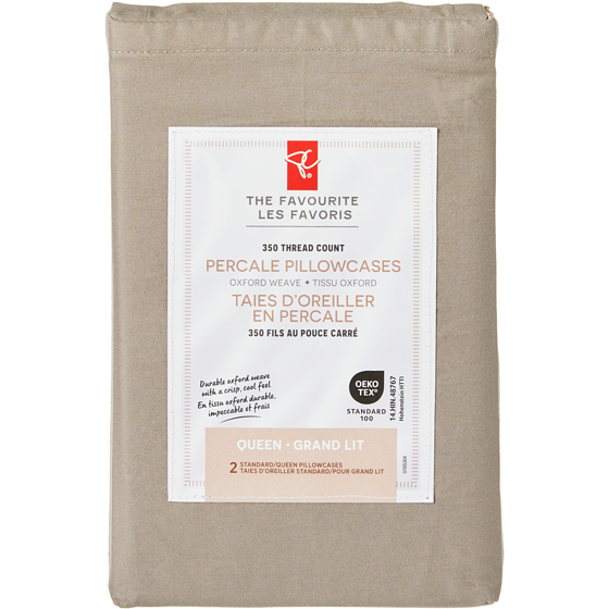 le Choix du Président Ensemble de taies d’oreiller 2 pièces en percale pour grand lit 1 ea, 12,00 $/1ch