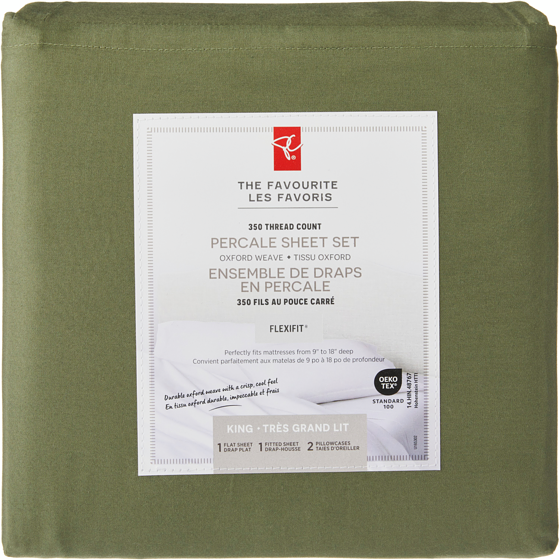 le Choix du Président Ensemble de draps 4 pièces en percale de coton pour très grand lit 1 ea, 80,00 $/1ch