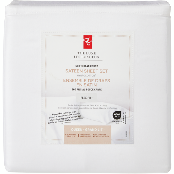 President's Choice Queen Sateen Hygrocotton® Sheet 4 Piece Set - White 1 ea, $80.00/1ea