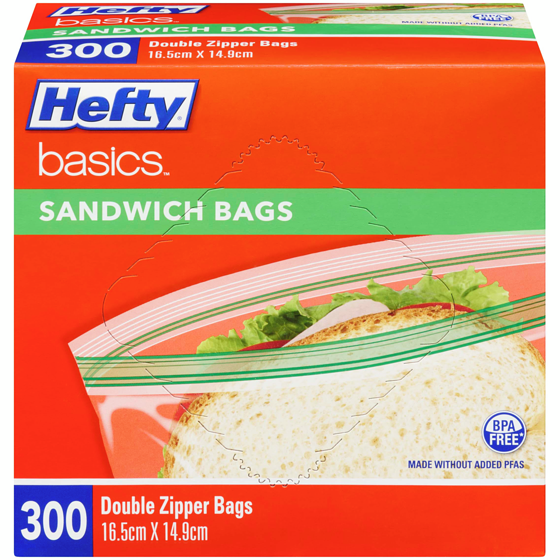 Hefty Sandwich Bags, 300 Bags 300 ea, $0.04/1ea