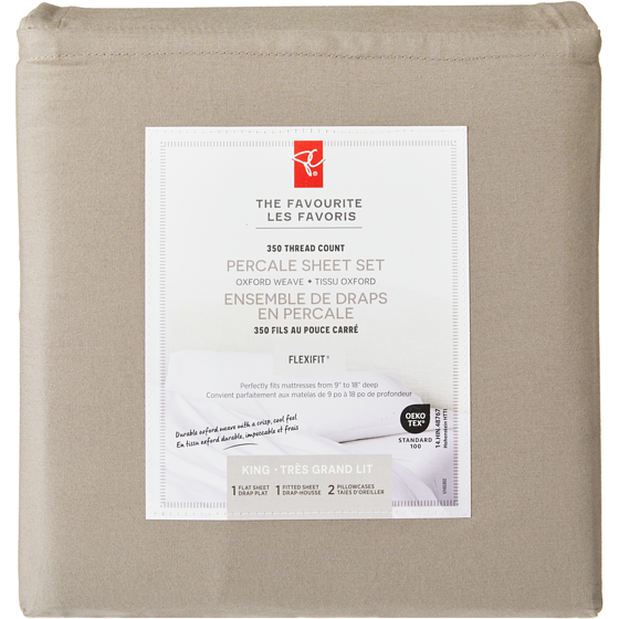 President's Choice King Percale Cotton Sheet 4 Piece Set 1 ea, $80.00/1ea