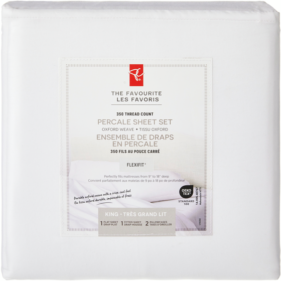 President's Choice King Percale Cotton Sheet 4 Piece Set 1 ea, $80.00/1ea