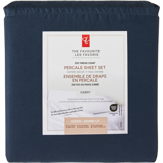 le Choix du Président Ensemble de draps 4 pièces en percale de coton pour grand lit 1 ea, 70,00 $/1ch