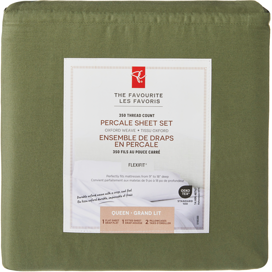 President's Choice Queen Percale Cotton Sheet 4 Piece Set 1 ea, $70.00/1ea