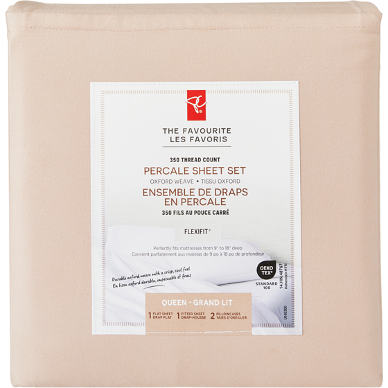 le Choix du Président Ensemble de draps 4 pièces en percale de coton pour grand lit – rose pâle 1 ea, 70,00 $/1ch