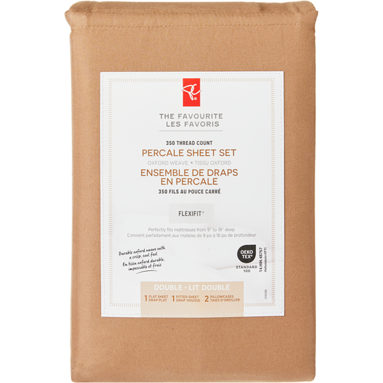 President's Choice Double Percale Cotton Sheet 4 Piece Set 1 ea, $60.00/1ea