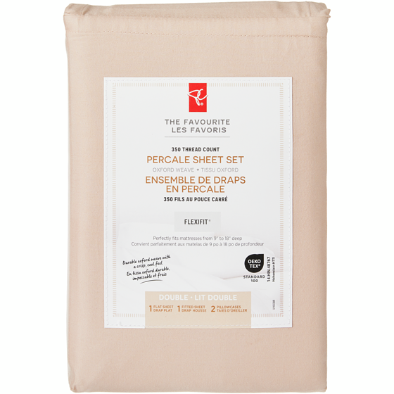 le Choix du Président Ensemble de draps 4 pièces en percale de coton pour lit double 1 ea, 60,00 $/1ch