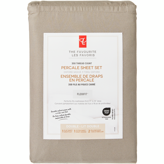 le Choix du Président Ensemble de draps 4 pièces en percale de coton pour lit double 1 ea, 60,00 $/1ch