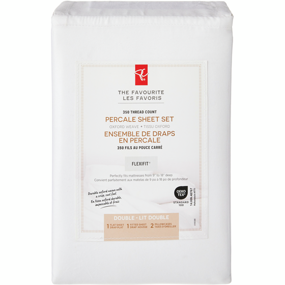 le Choix du Président Ensemble de draps 4 pièces en percale de coton pour lit double 1 ea, 60,00 $/1ch