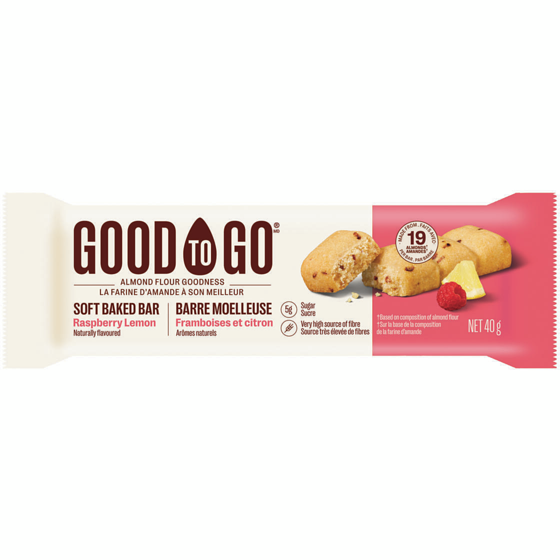 Good to Go Barre moelleuse framboises et citron  40 g, 7,48 $/100g