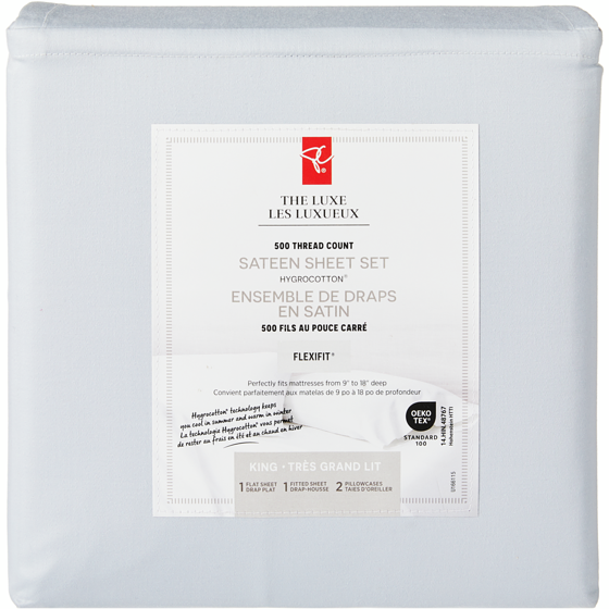 le Choix du Président Ensemble de draps 4 pièces en satin HygrocottonMD pour très grand lit 1 ea, 90,00 $/1ch
