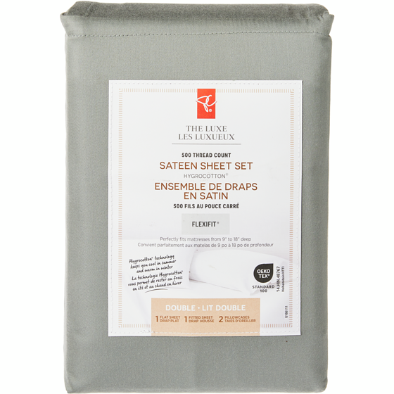 le Choix du Président Ensemble de draps 4 pièces en satin HygrocottonMD pour lit double 1 ea, 70,00 $/1ch