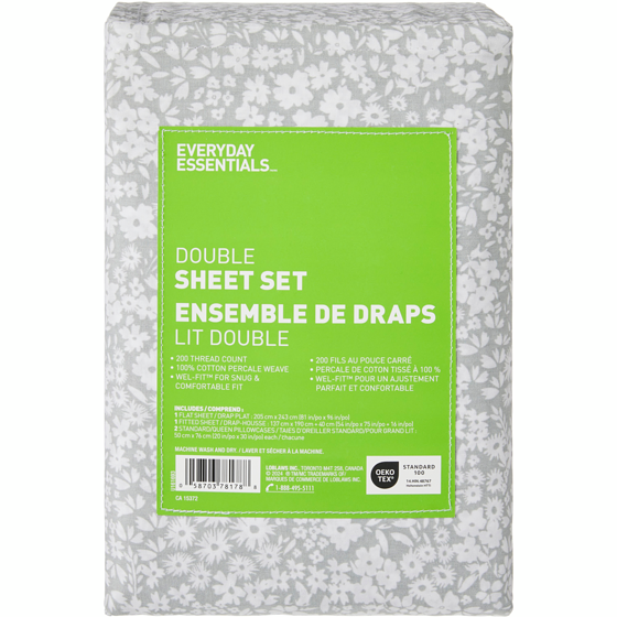 Everyday Essentials Ensemble de draps 4 pièces en coton pour lit double 1 ea, 33,00 $/1ch