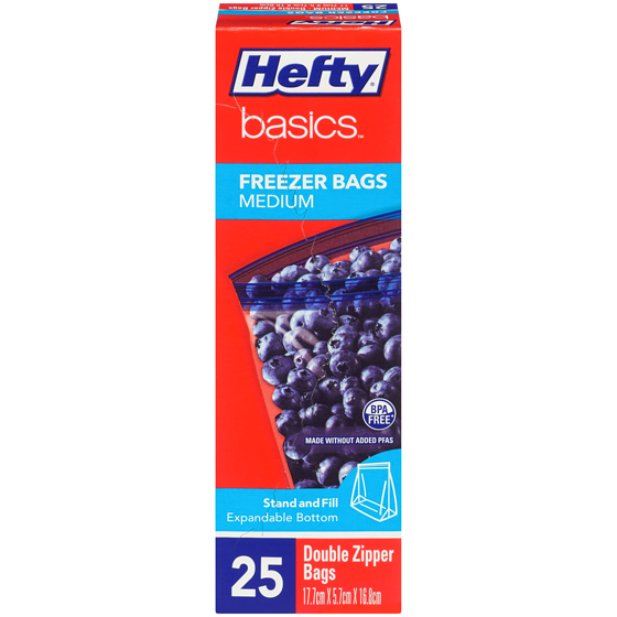 Hefty Freezer Medium Bags 25 ea, $0.17/1ea