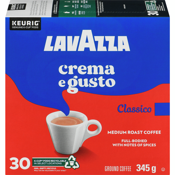Lavazza Crema e Gusto, Medium Roast, K-Cup Coffee Pods, 30 Count 345 g, $8.41/100g