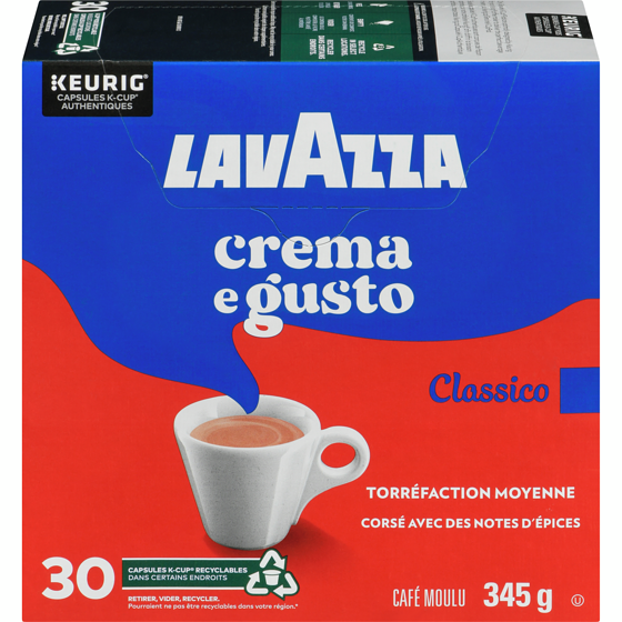 Lavazza Capsules K-Cup de café Crema e Gusto Lavazza, torréfaction moyenne, 30 unités 345 g, 10,72 $/100g