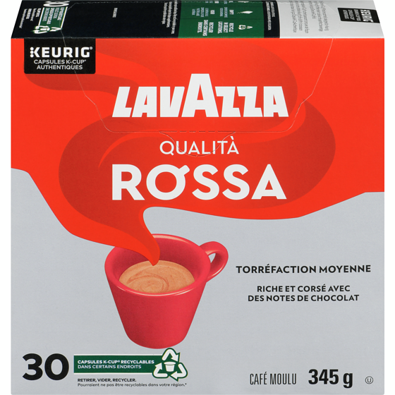 Lavazza Capsules K-Cup de café Qualità Rossa Lavazza, torréfaction moyenne, 30 unités 345 g, 10,72 $/100g