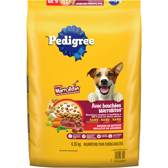 Pedigree Nourriture sèche pour chiens adultes avec bouchées Marrobites saveur de bifteck grillé et de légumes 6.41 kg, 0,42 $/100g