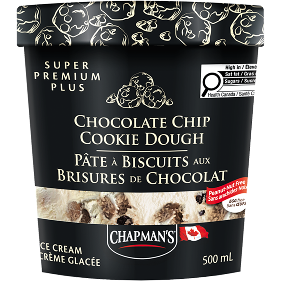 Chapmans Super Premium Plus Ice Cream Chocolate Chip Cookie Dough 500 ml, $1.20/100ml