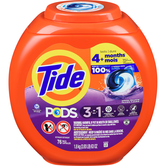 Tide Laundry Detergent Pods, Spring Meadow Scent, 76 Count 76 ea, $0.29/1ea