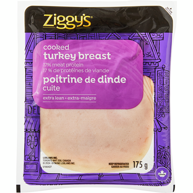 Ziggy's Cooked Turkey Breast Slices 175 g, $2.29/100g