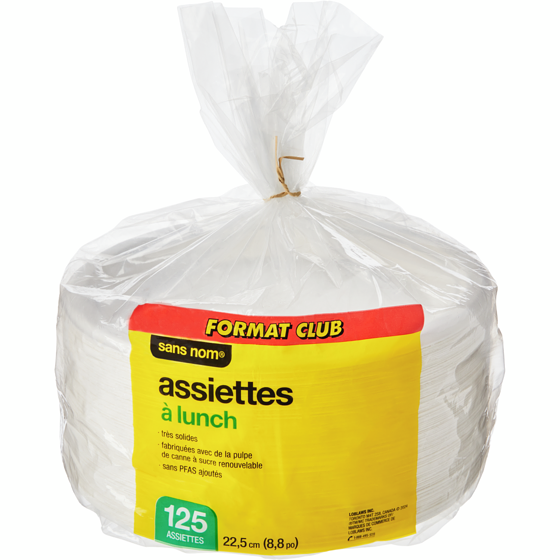 Sans Nom Assiettes à lunch, emballage format Club de 125 125 ea, 0,14 $/1ch