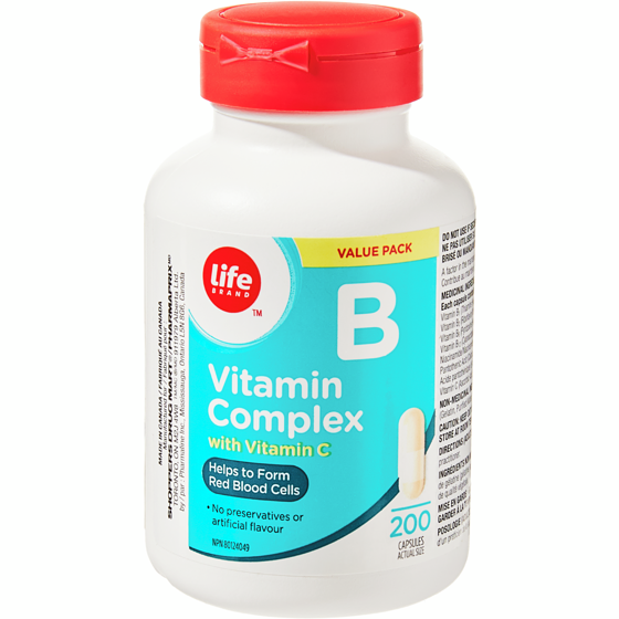 Life Brand Vitamin B Complex with Vitamin C 200 Capsules Value Pack 200 ea, $0.07/1ea