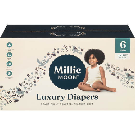 Millie Moon Luxury Diapers 6 35+Lbs Unisex 88 ea, $0.52/1ea