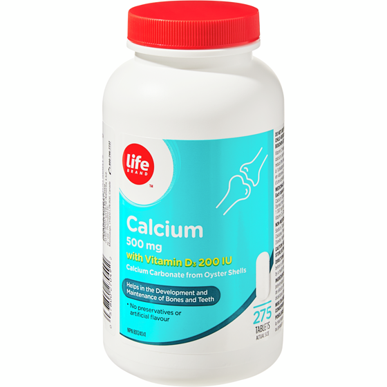 Life Brand Calcium 500 mg with Vitamin D3 200 IU 275 Tablets 275 ea, $0.04/1ea