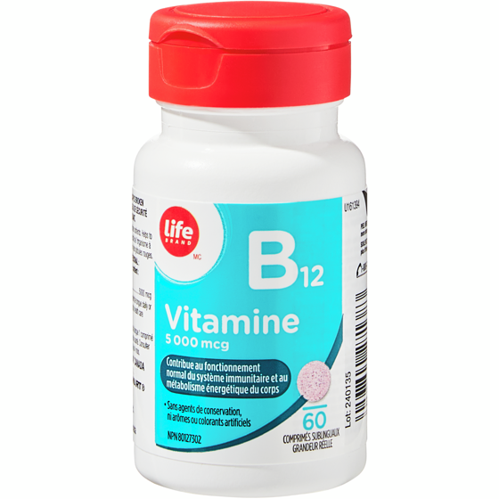 Life Vitamine B12 à 5 000 mcg, 60 comprimés sublinguaux 60 ea, 0,12 $/1ch
