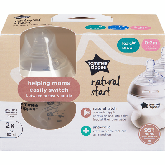 Tommee Tippee Natural Start 0-2m Extra Slow Flow 150 ml 2 ea, $7.75/1ea