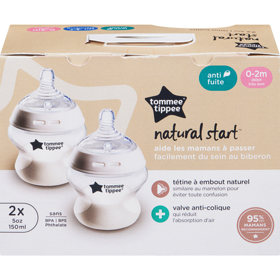 Tommee Tippee Natural start 0-2m débit très lent 150 ml 2 ea, 8,50 $/1ch