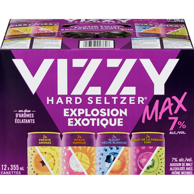 Vizzy Hard Seltzer Explosion Exotique (Pièce d’identité requise au moment du ramassage) 12x355.0 ml, 0,62 $/100ml