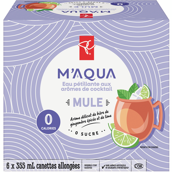 le Choix du Président Eau pétillante aux arômes de cocktail M'ACQUA Mule 6x355.0 ml, 0,26 $/100ml