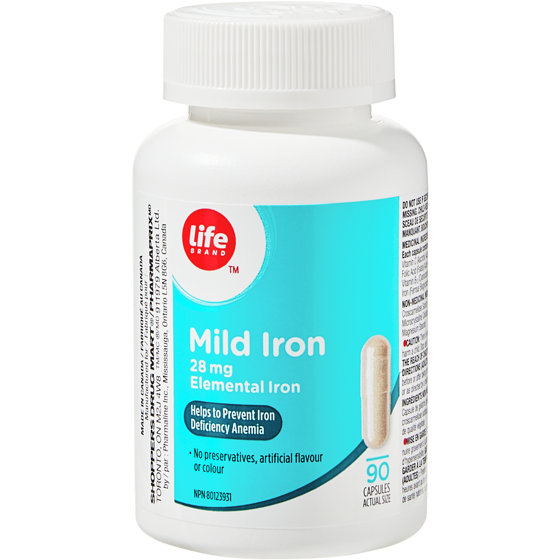 Life Brand Mild Iron 28 mg 90 Capsules 90 ea, $0.09/1ea