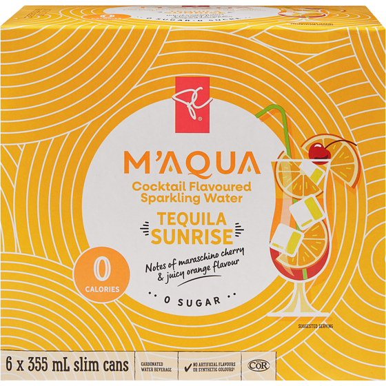 PC M'AQUA Tequila Sunrise Cocktail Flavoured Sparkling Water PC.ca