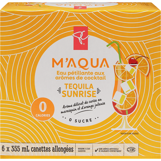 le Choix du Président Eau pétillante aux arômes de cocktail M'ACQUA Tequila Sunrise 6x355.0 ml, 0,26 $/100ml