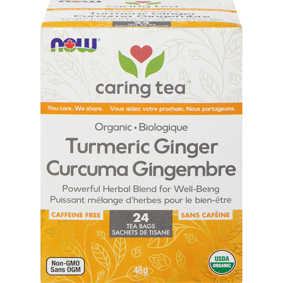 Now Caring Tea Turmeric Ginger Organic 24 ea, $0.42/1ea