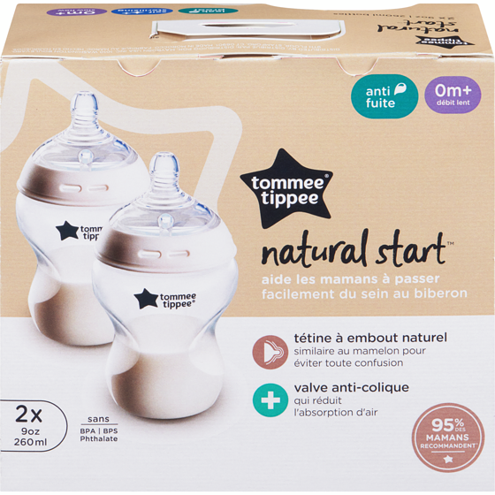 Tommee Tippee Natural start 0m+ débit lent 260 ml 2 ea, 8,50 $/1ch