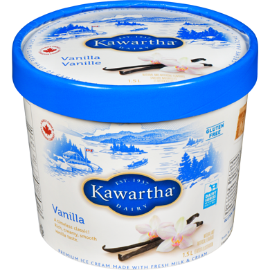 Kawartha Premium Ice Cream Made With Fresh Milk & Cream Vanilla 1.5 l, $0.43/100ml