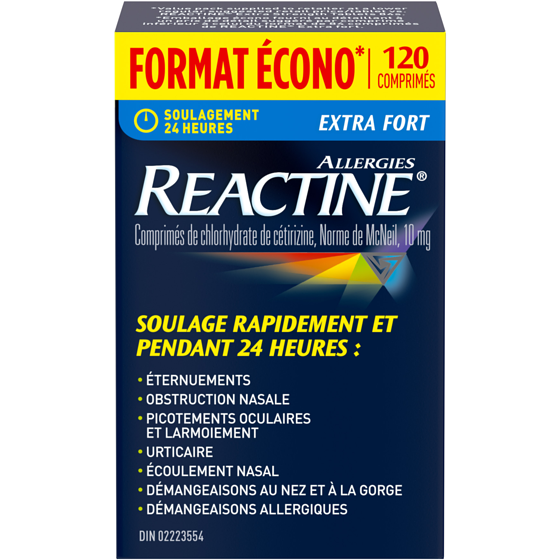Réactine Comprimés antihistaminiques Extra fort 120 ea, 0,52 $/1ch