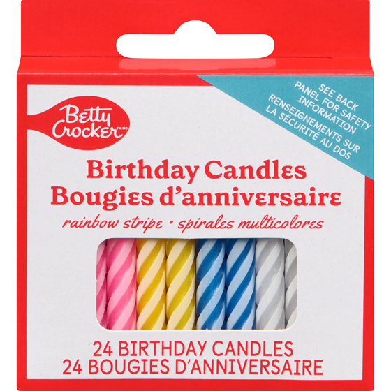 Betty Crocker Birthday Candles Rainbow Stripe 24 ea, $0.04/1ea