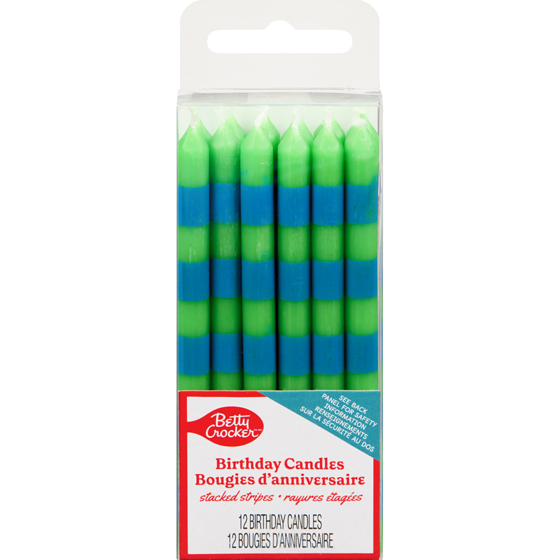 Betty Crocker Birthday Candles Stacked Stripes 12 ea, $0.22/1ea