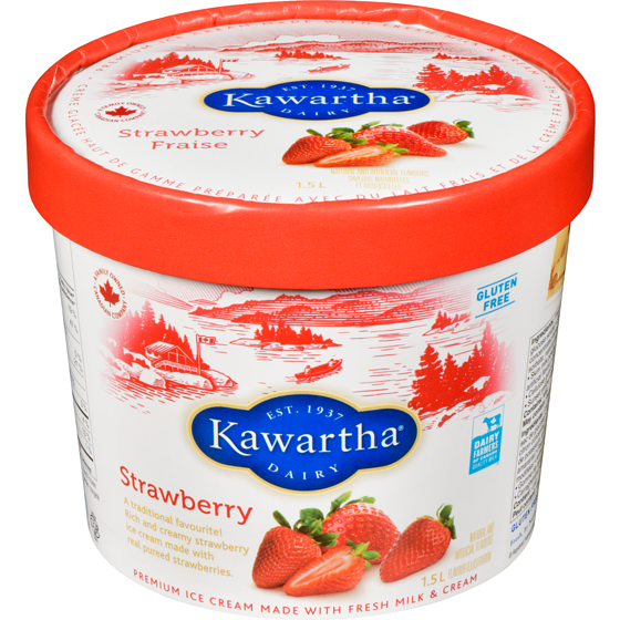 Kawartha Premium Ice Cream Made With Fresh Milk & Cream Strawberry 1.5 l, $0.67/100ml